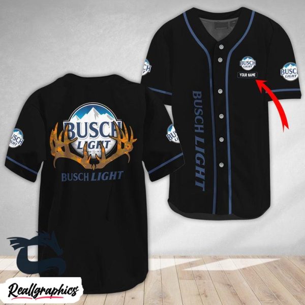 personalized buck horn busch light beer baseball jersey