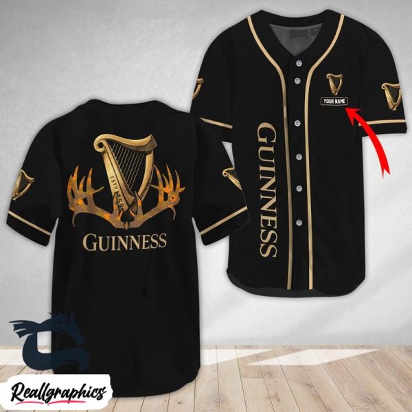 personalized buck horn guinness beer baseball jersey