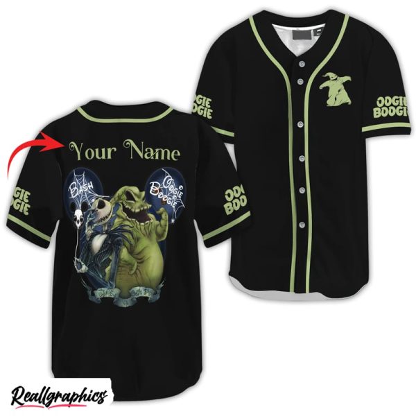 personalized jack skellington and oogie boogie baseball jersey