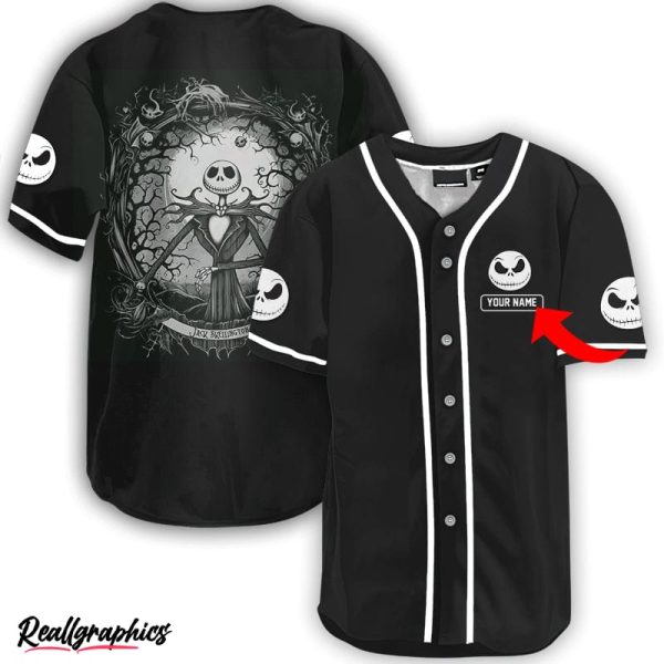 personalized jack skellington black baseball jersey