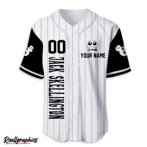 personalized jack skellington black white baseball jersey