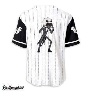 personalized jack skellington black white baseball jersey