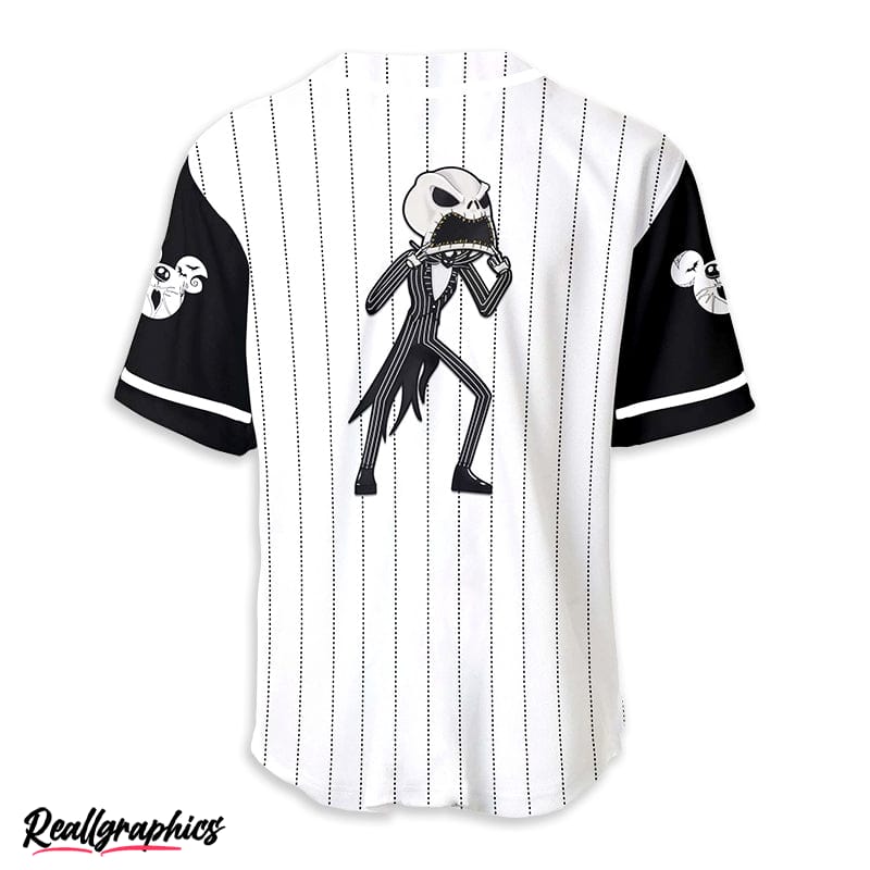 Personalized Jack Skellington Black White Baseball Jersey - Reallgraphics