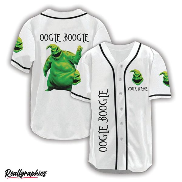 personalized nightmare oogie boogie white baseball jersey