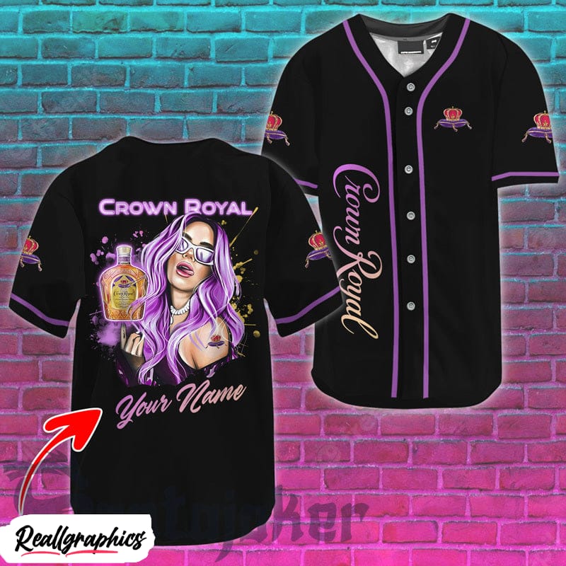 Crown Royal Logo Purple-Black Baseball Jersey Shirt - Reallgraphics