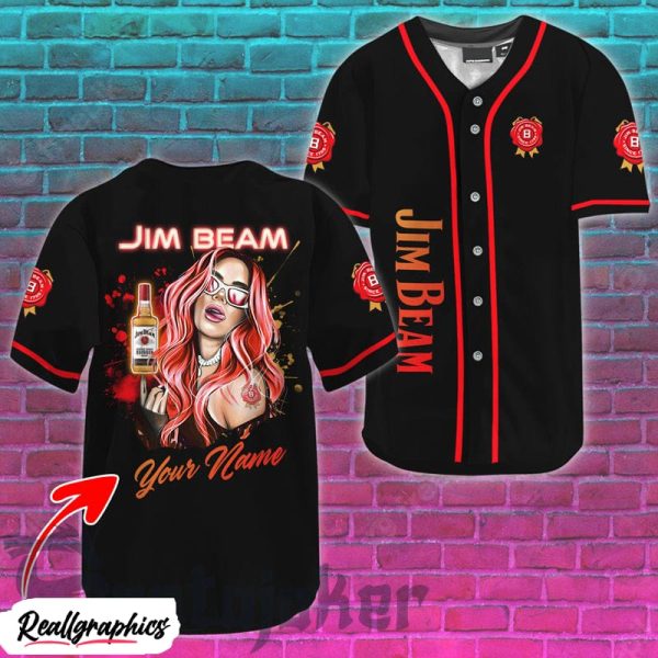 personalized the girl get drunk with jim beam whisky baseball jersey