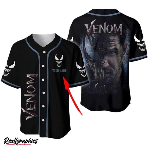 personalized tom hardy venom face 3d printed baseball jersey