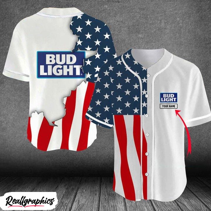 Bud Light Blue Baseball Jersey Shirt