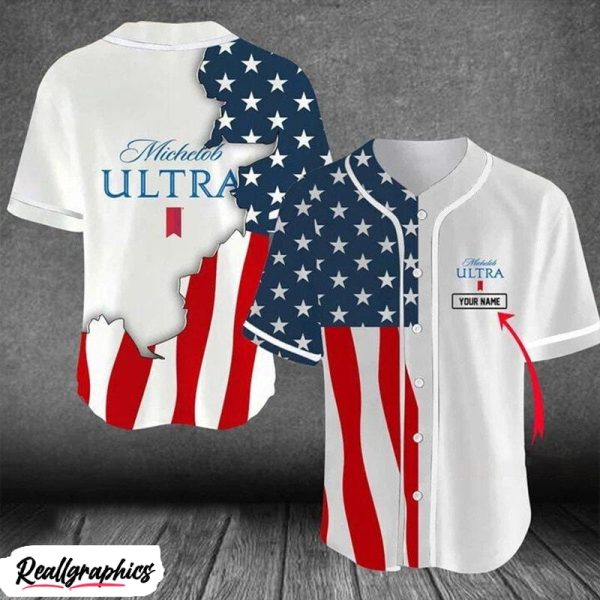 personalized us flag michelob ultra beer baseball jersey