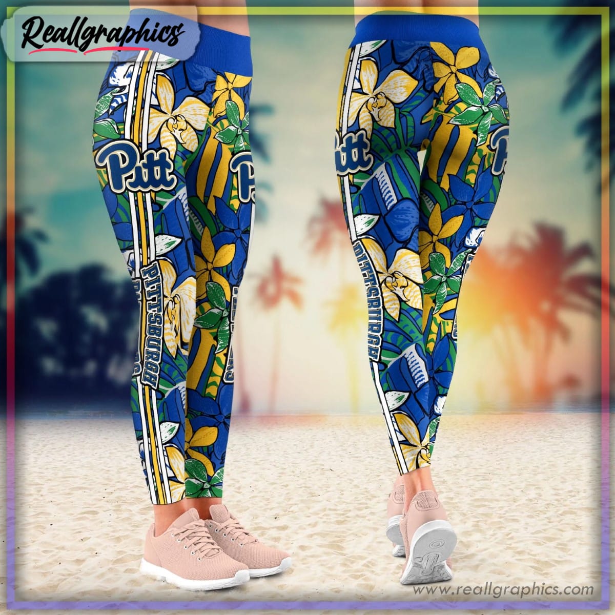 pittsburgh panthers ncaa summer flower pattern leggings