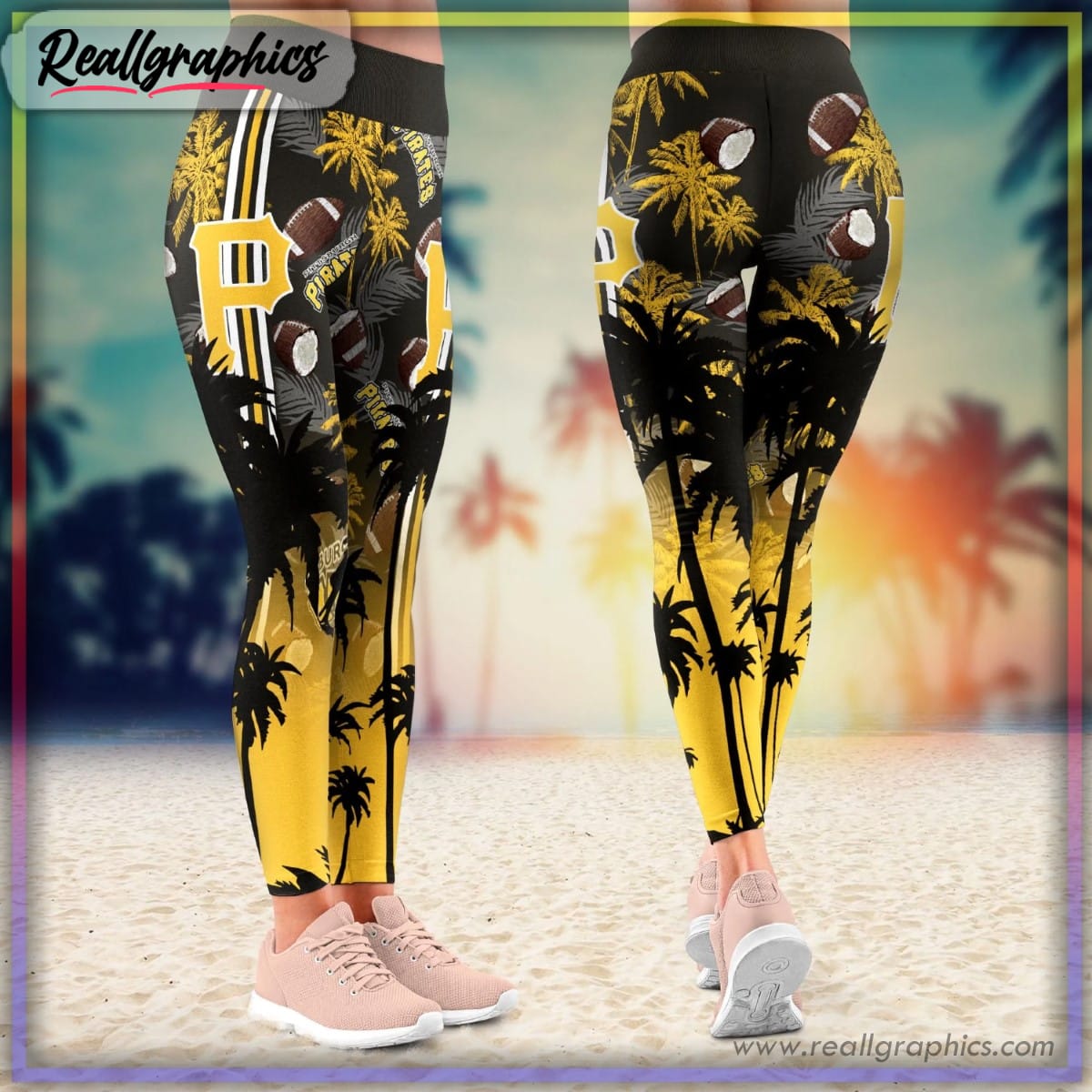 pittsburgh pirates summer coconut tree pattern printed leggings