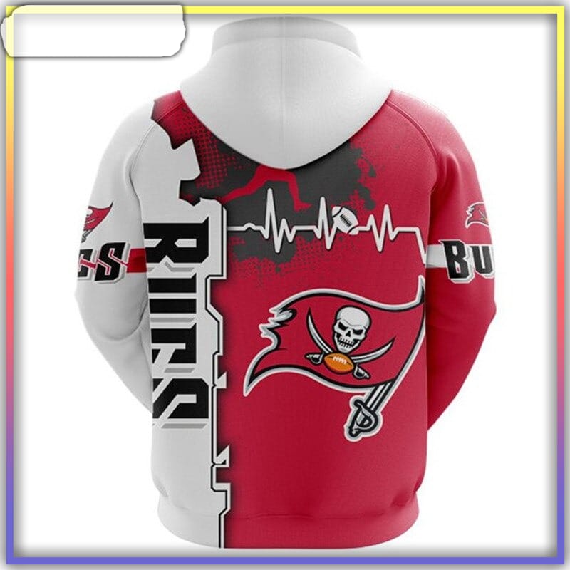 Tampa Bay Buccaneers Hoodie Graphic Heart Ecg Line - Reallgraphics