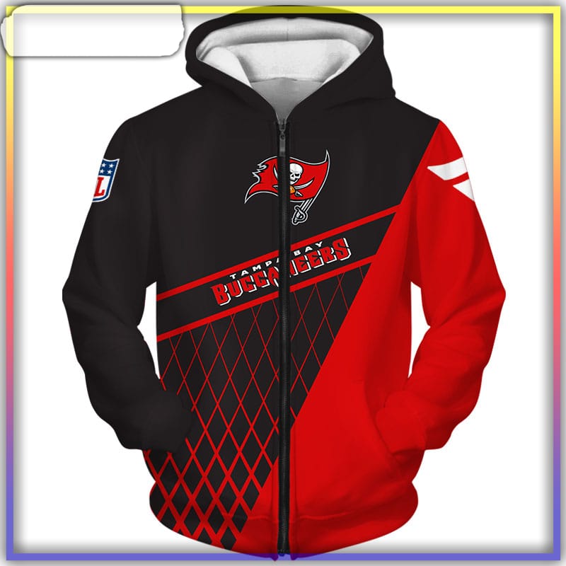 Tampa Bay Buccaneers Hoodie Graphic Heart Ecg Line - Reallgraphics