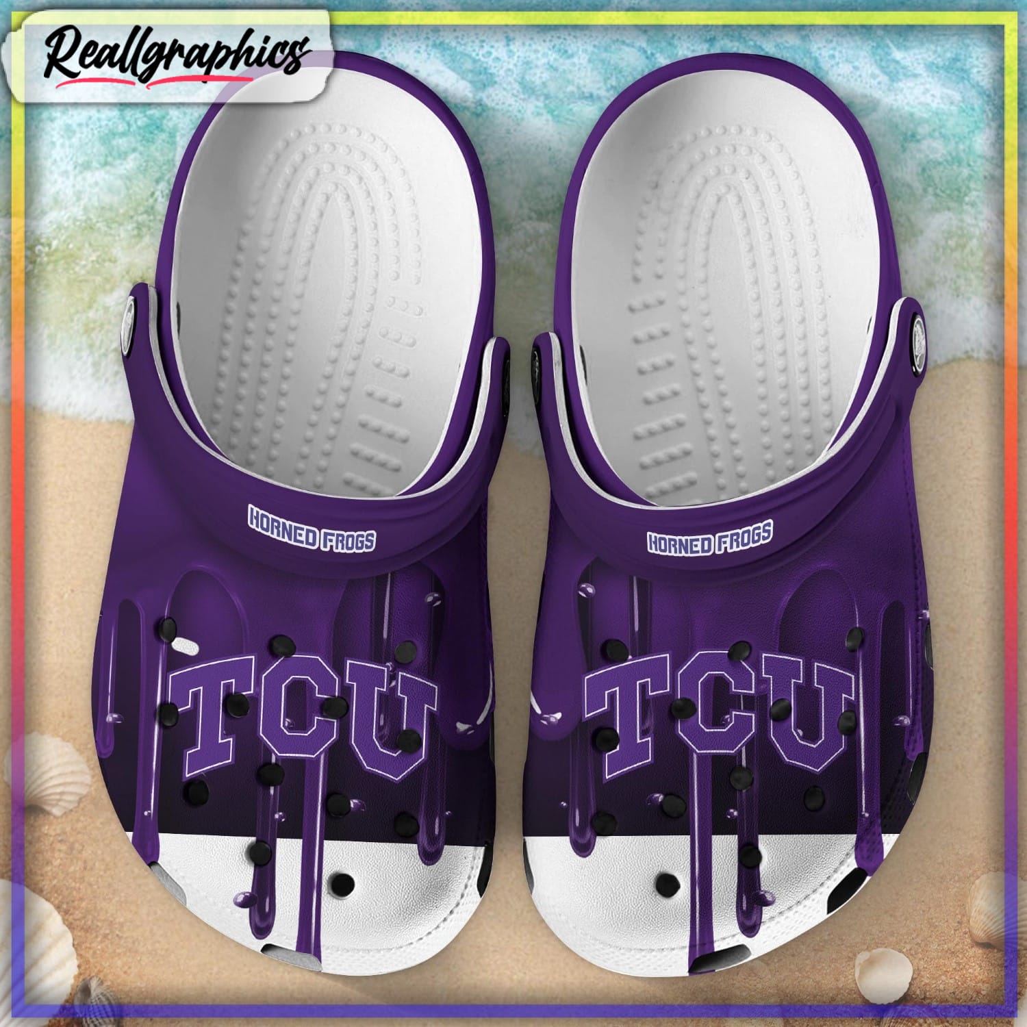 tcu horned frogs melting paint pattern crocs