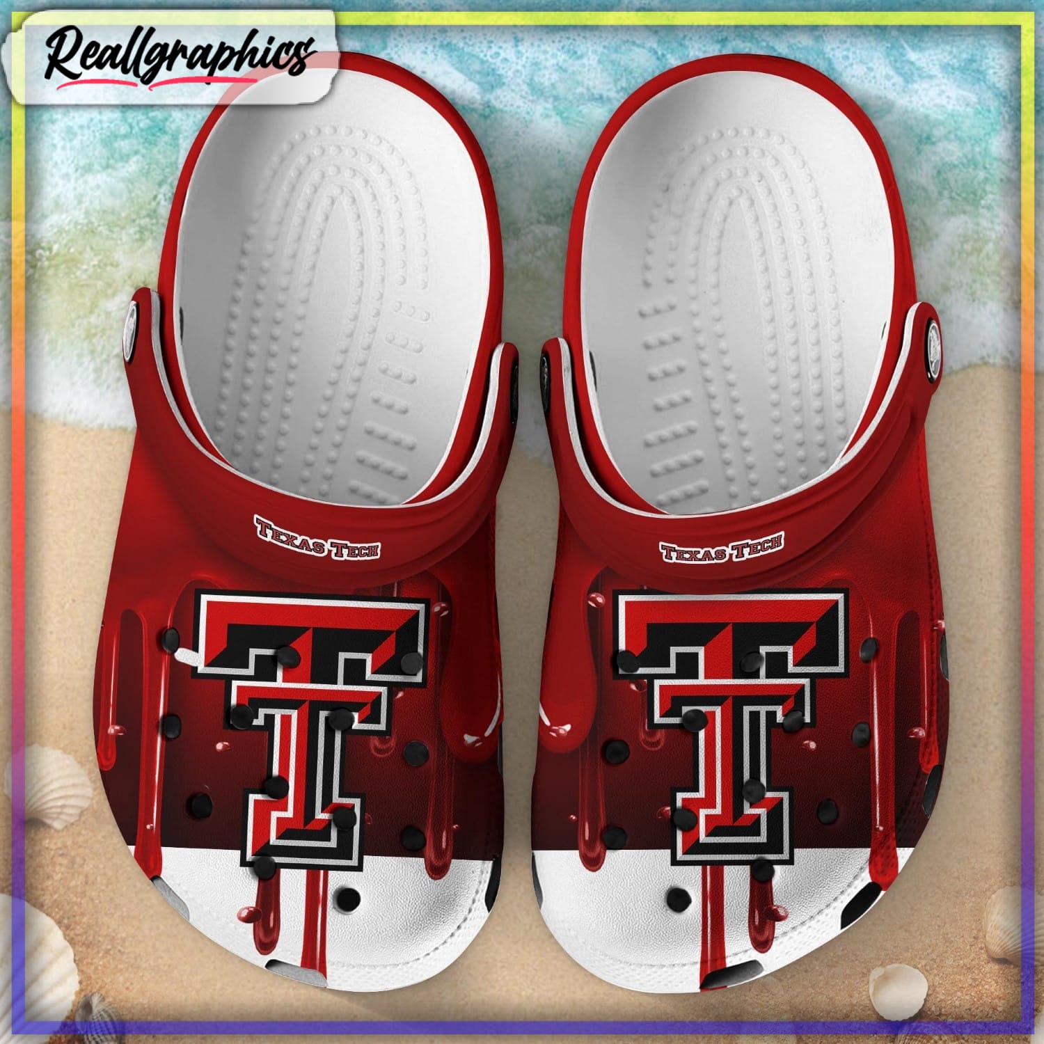 texas tech red raiders melting paint pattern crocs