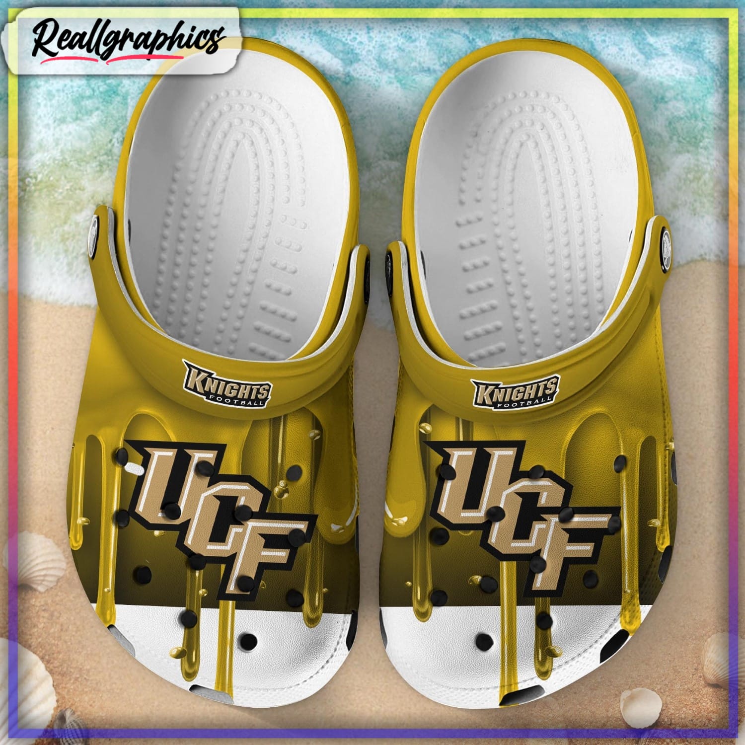 ucf knights melting paint pattern crocs