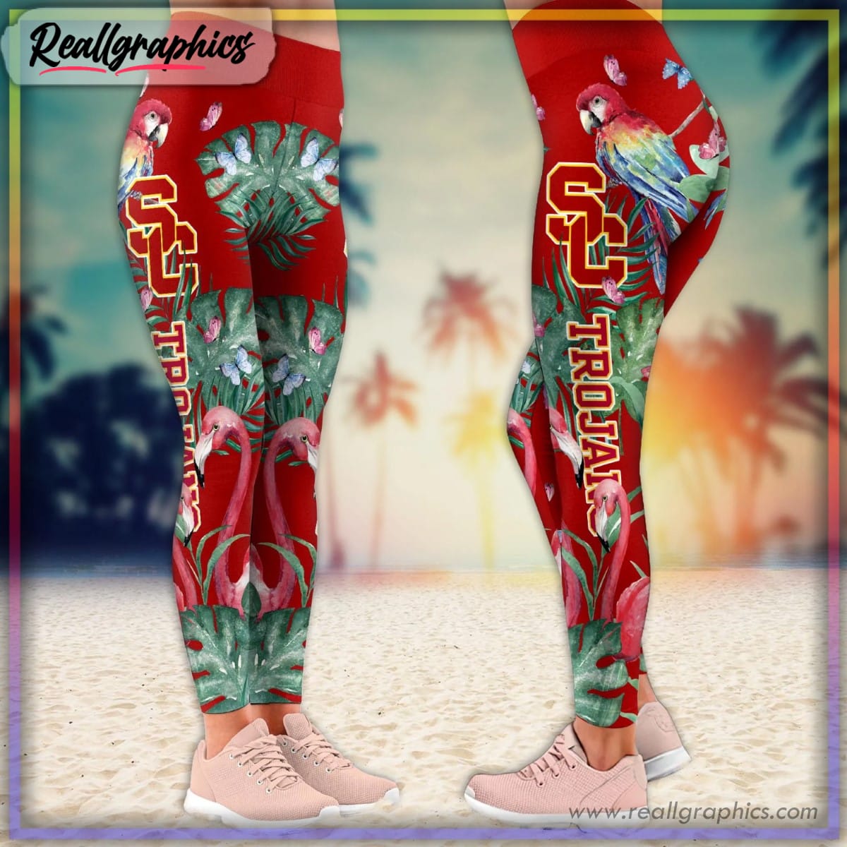 usc trojans ncaa summer flower leggings