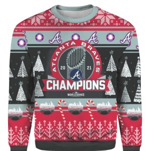 Atlanta Braves 2021 World Series Champions Ho Ho Ho Ugly Christmas Sweater  - Reallgraphics