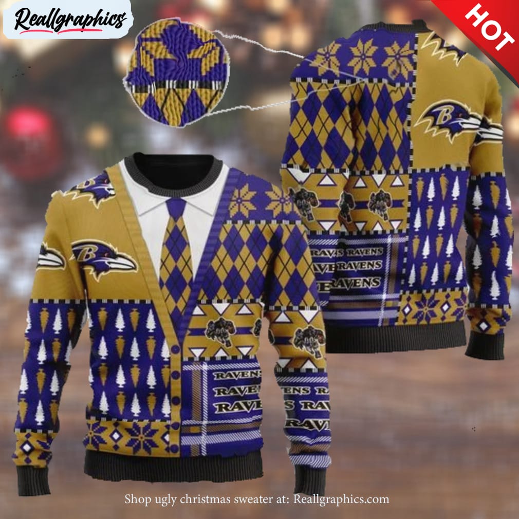 Baltimore Ravens NFL American Football Team Cardigan Style 3D Men And Women Ugly  Sweater - Reallgraphics