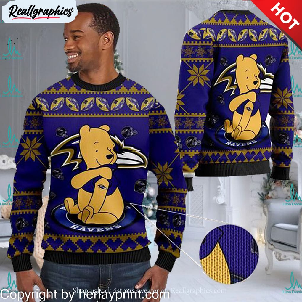 Baltimore Ravens NFL Team Grinch Knitted Christmas Sweater AOP For