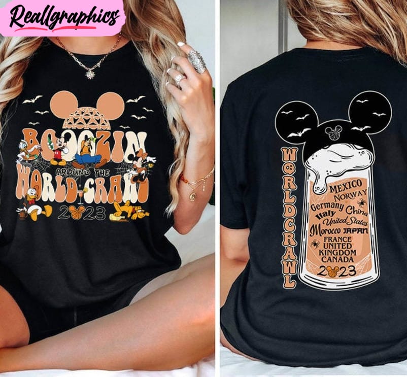 boozin around the world crawl funny shirt, vintage halloween unisex tee hoodie - sweatshirt