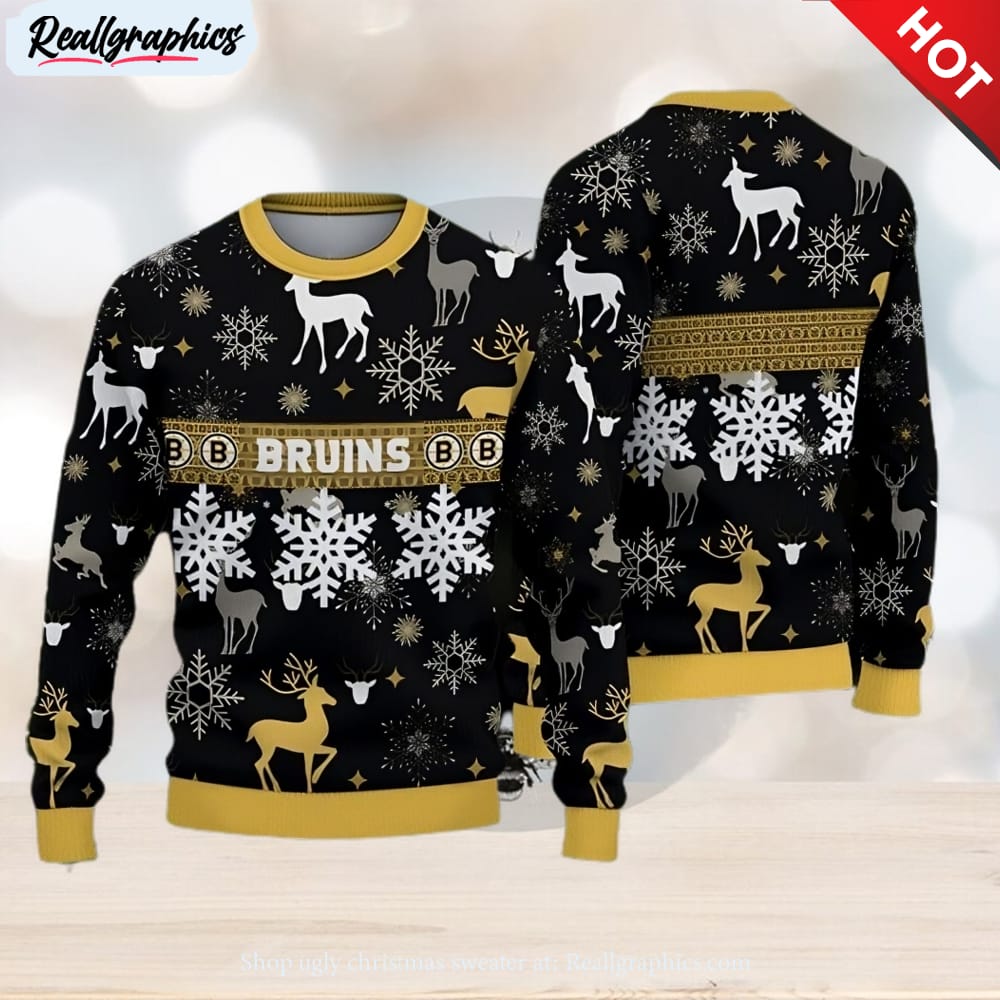 Boston Bruins Basic Pattern Ugly Christmas Sweater - Reallgraphics