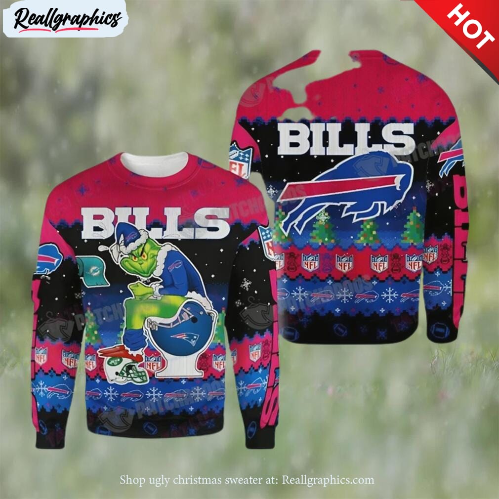 For NFL Fans Buffalo Bills Grinch Hand Funny Christmas Gift Men And Women  Ugly Christmas Sweater - Freedomdesign