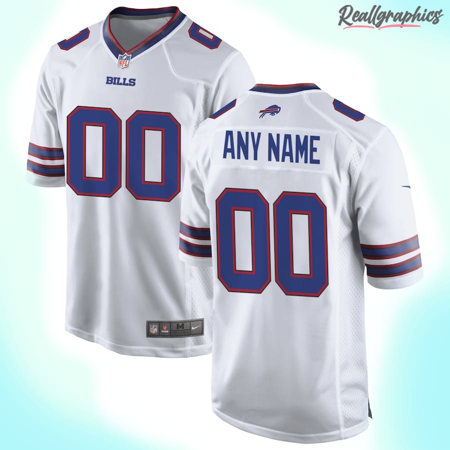 Men's Buffalo Bills White Custom Jersey, Bills Gift for Fans