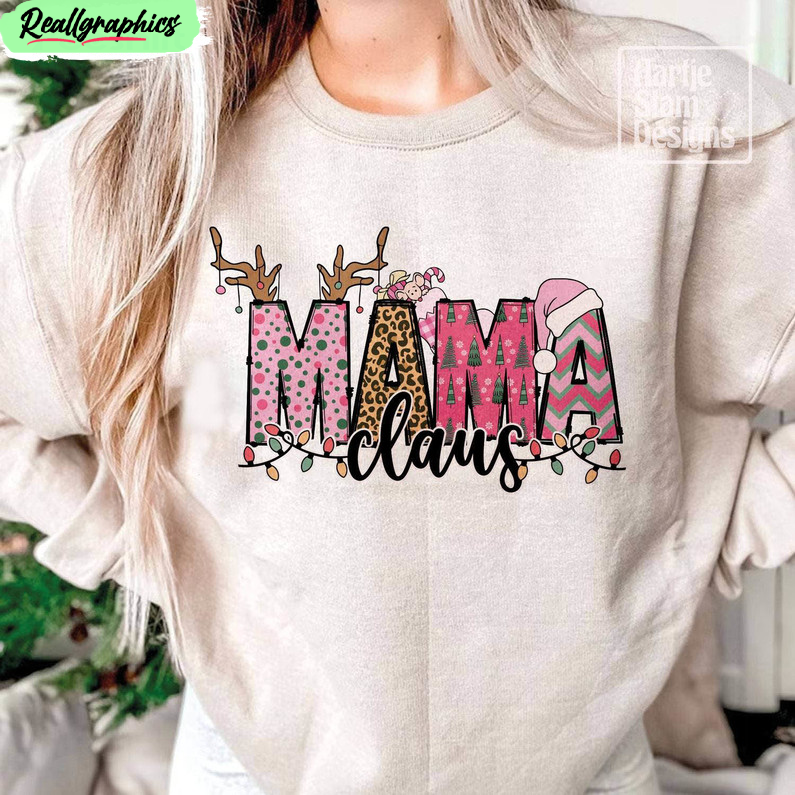 christmas mama claus shirt, retro christmas tee tops short sleeve