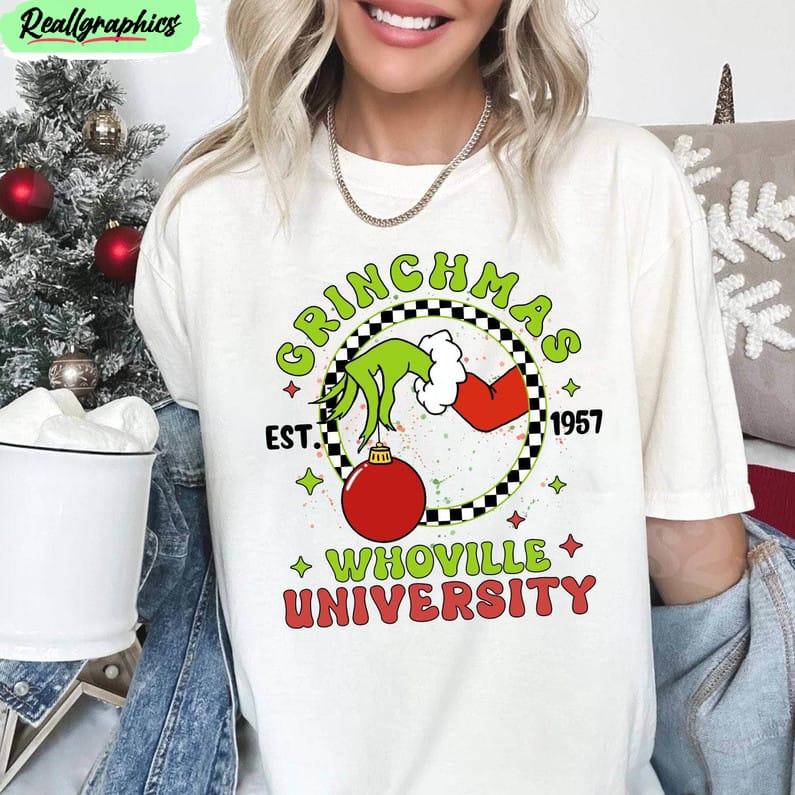 christmas whoville university est 1957 shirt, trendy crewneck unisex hoodie