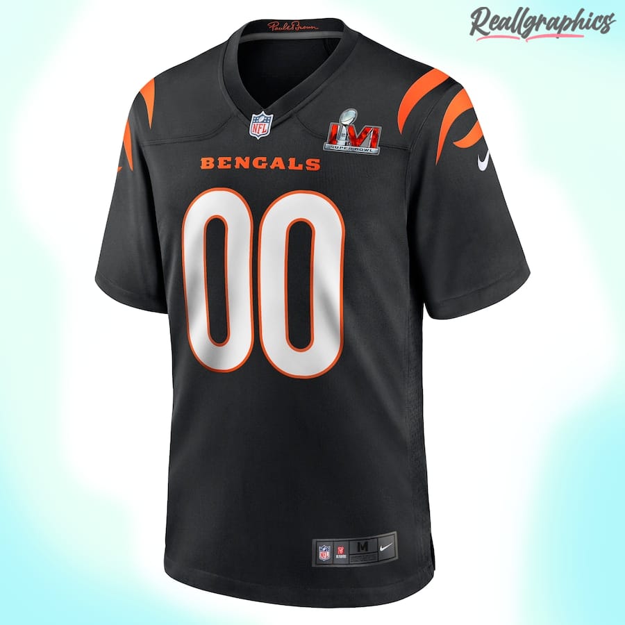 Men's Cincinnati Bengals Black Super Bowl LVI Game Custom Jersey