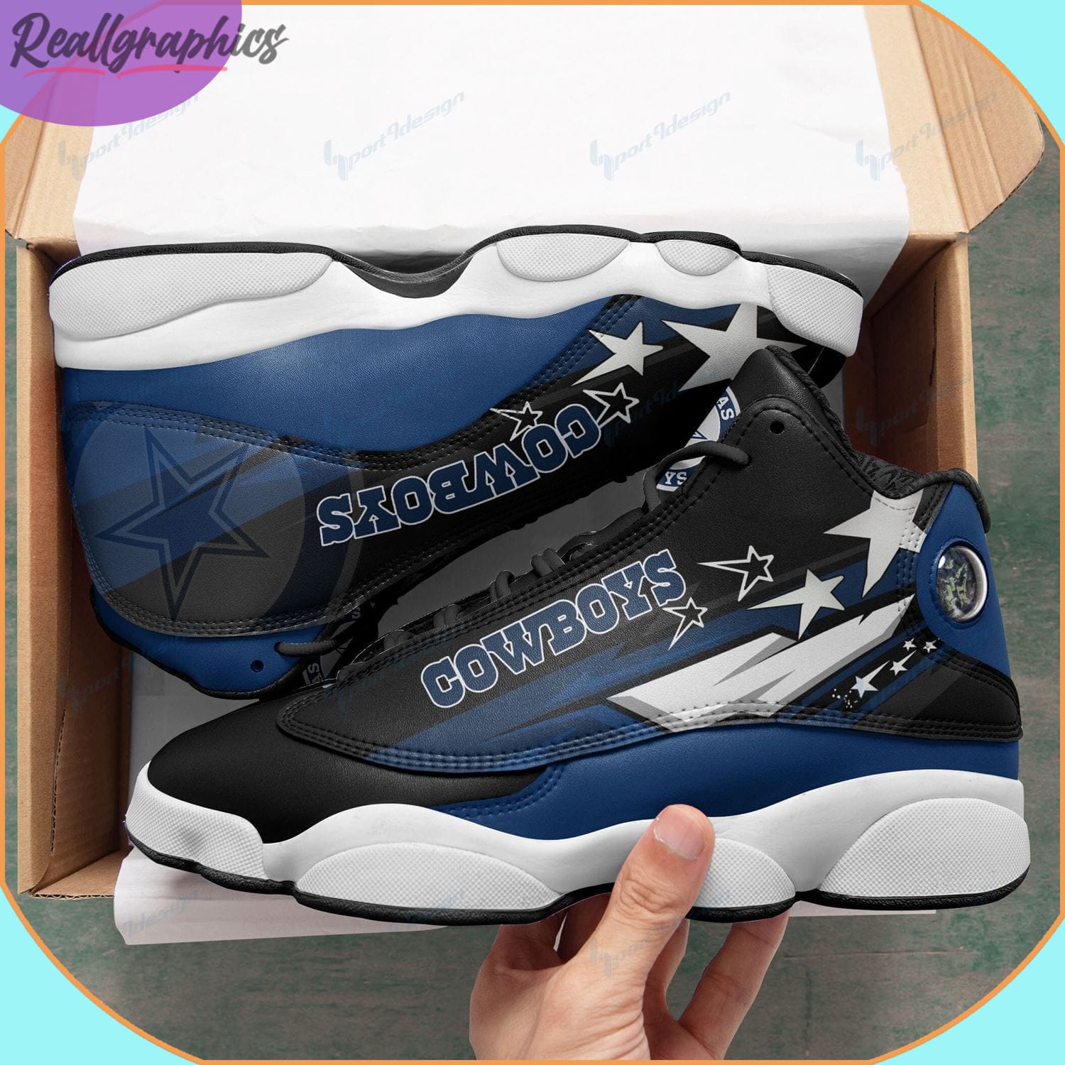 Dallas Cowboys Air Jordan 13 Sneakers, NFL Cowboys Gifts - Reallgraphics