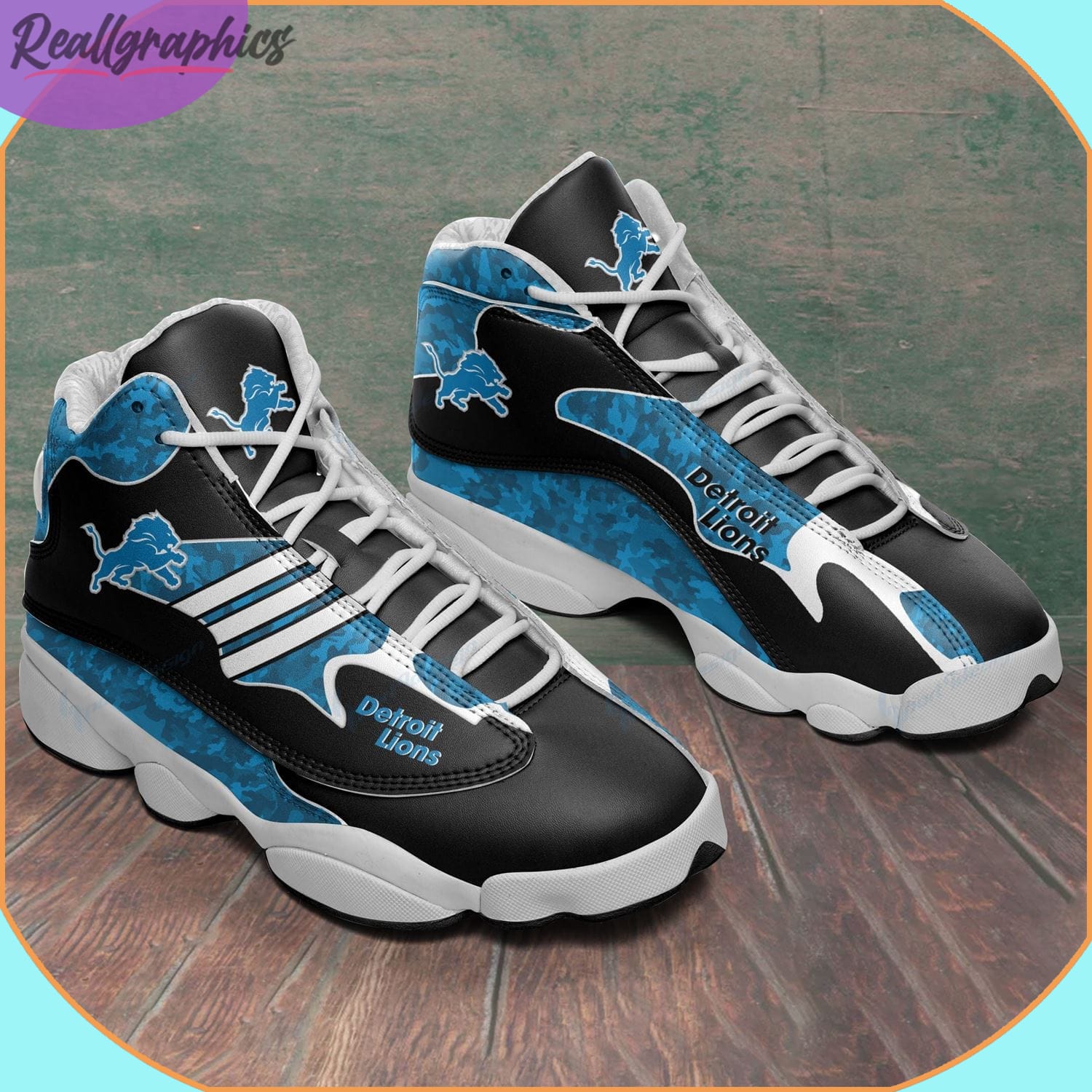 Detroit Lions Air Jordan 13 Sneaker, Detroit Lions Custom Shoes -  Reallgraphics