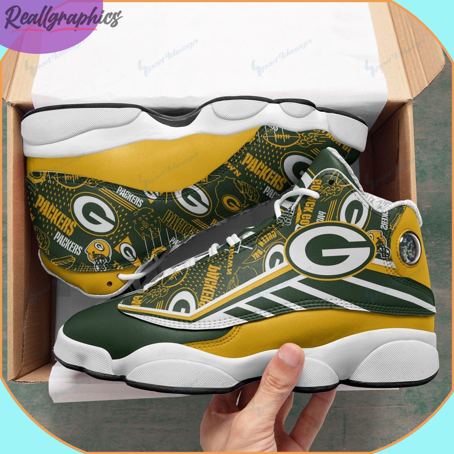 Green Bay Packers Air Jordan 13 Shoes, Custom Packers Footwear -  Reallgraphics