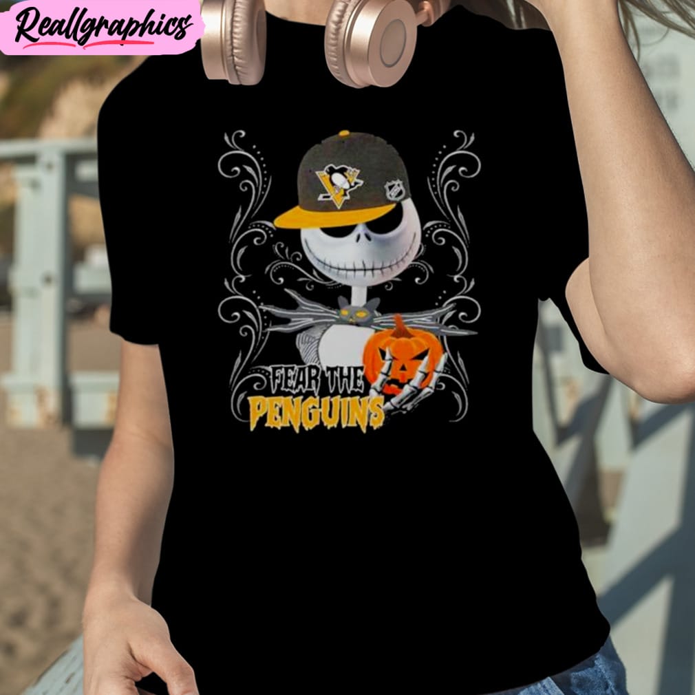 Jack Skellington Fear The Pittsburgh Penguins Pumpkin Halloween Shirt
