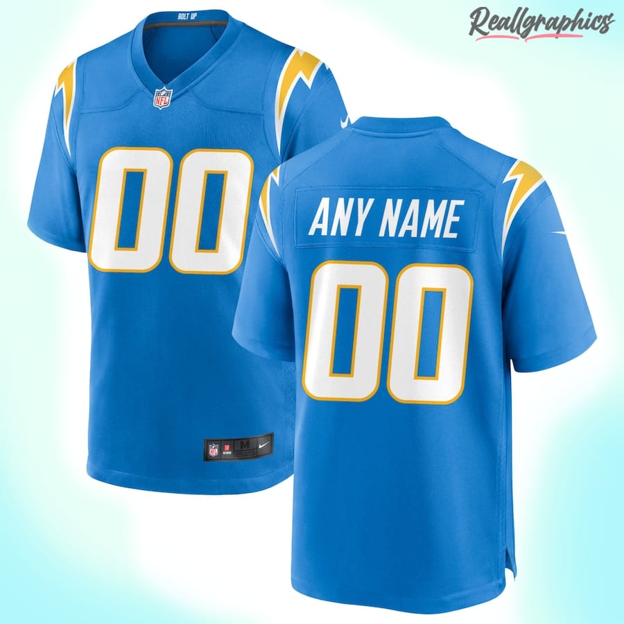 Los Angeles Chargers Powder Blue Custom Jersey, Chagers Jersey
