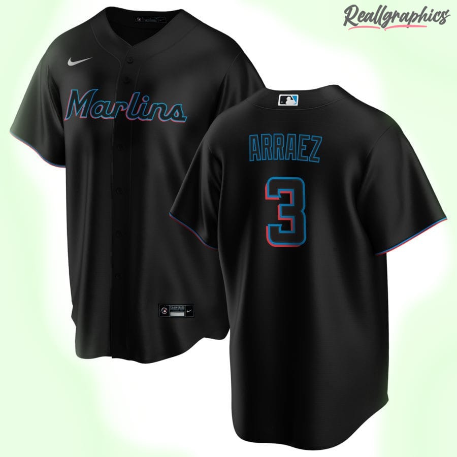 Miami Marlins MLB Black Alternate Custom Jersey, Marlins Baseball Jersey -  Reallgraphics