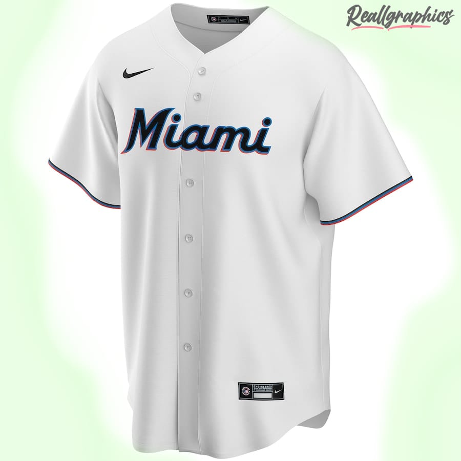Men's Miami Marlins MLB White Home Custom Jersey - Reallgraphics