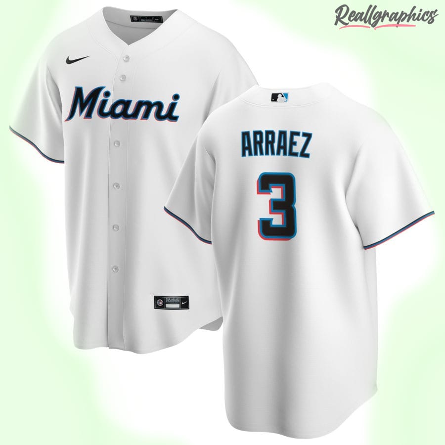 Men's Miami Marlins MLB White Home Custom Jersey - Reallgraphics