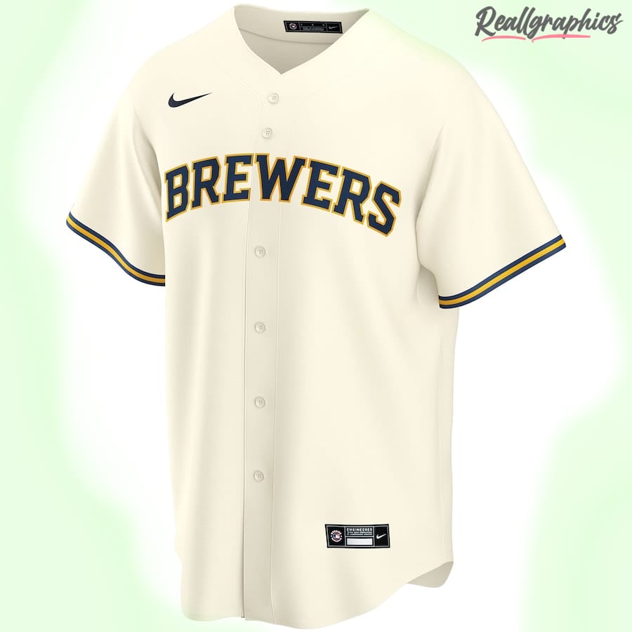 Men's Milwaukee Brewers MLB Cream Home Custom Jersey, Brewers Cheap Jersey  - Reallgraphics