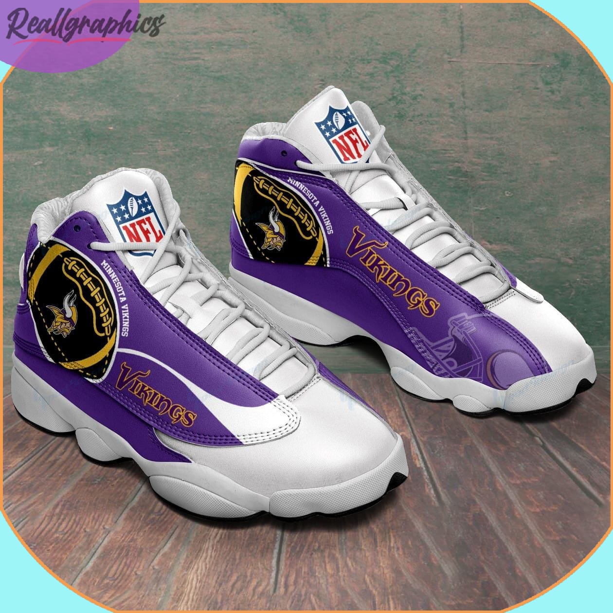 Minnesota Vikings Air Jordan 13 Sneakers Nfl Custom Sport Shoes