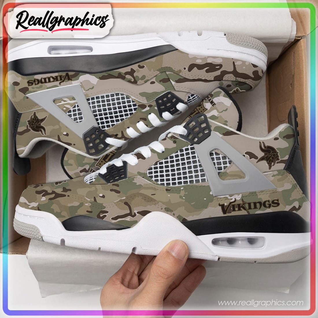 Minnesota Vikings Camouflage Custom Air Jordan 4 - Reallgraphics