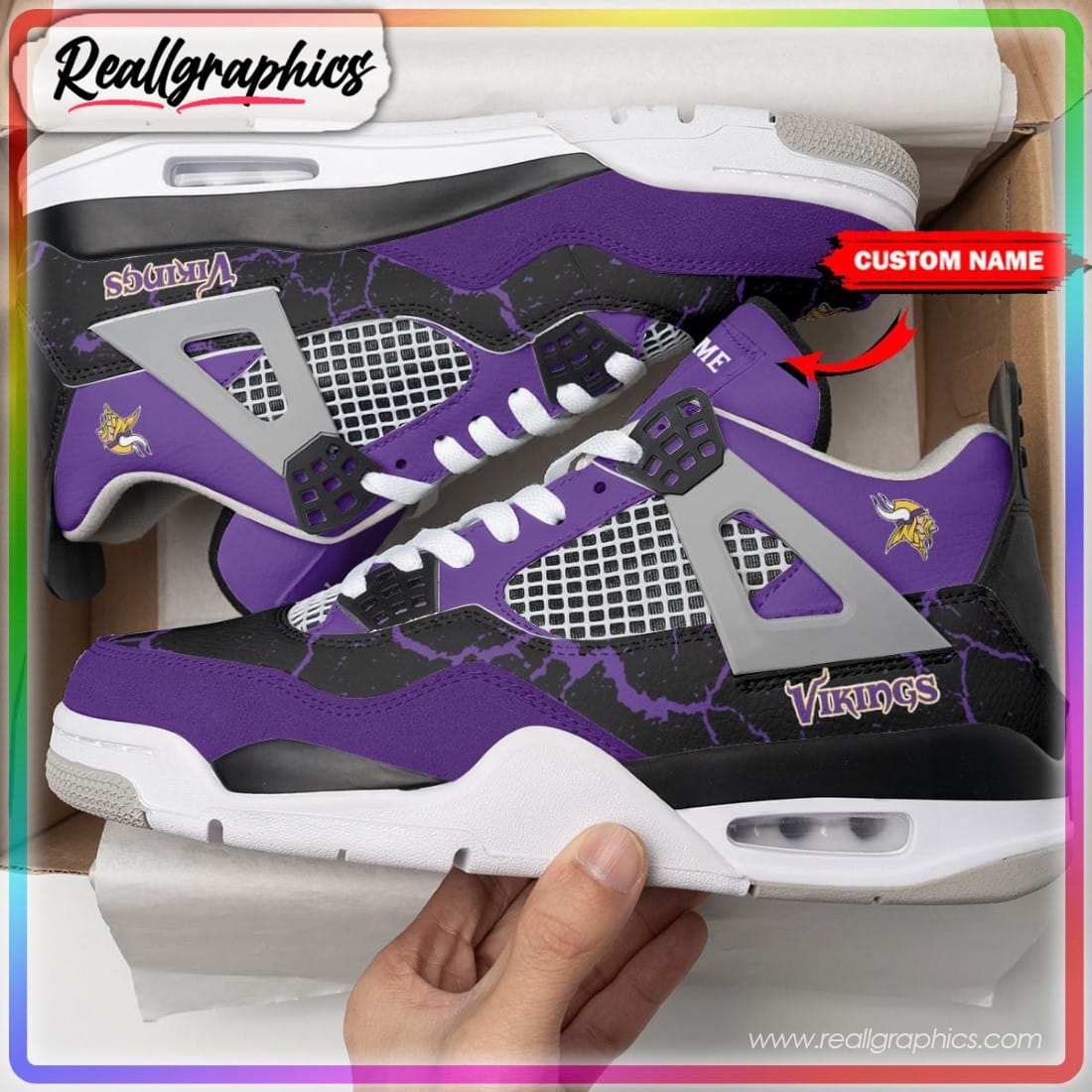 Minnesota Vikings Thunder NFL Custom Air Jordan 4 - Reallgraphics