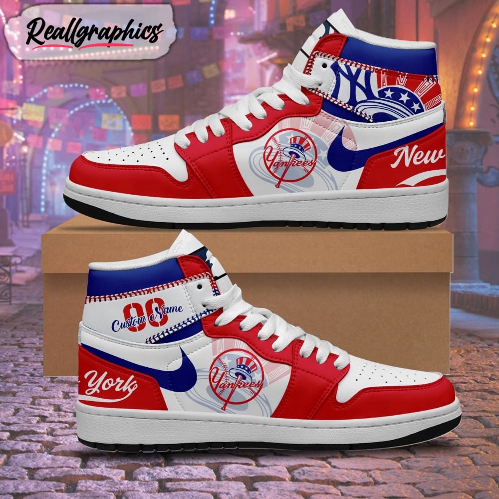 MLB New York Yankees Air Jordan Hightop Shoes Custom Name For Fans
