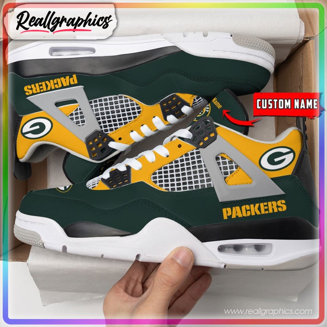 Green Bay Packers Custom Name Air Jordan 11 Sneaker Shoes For