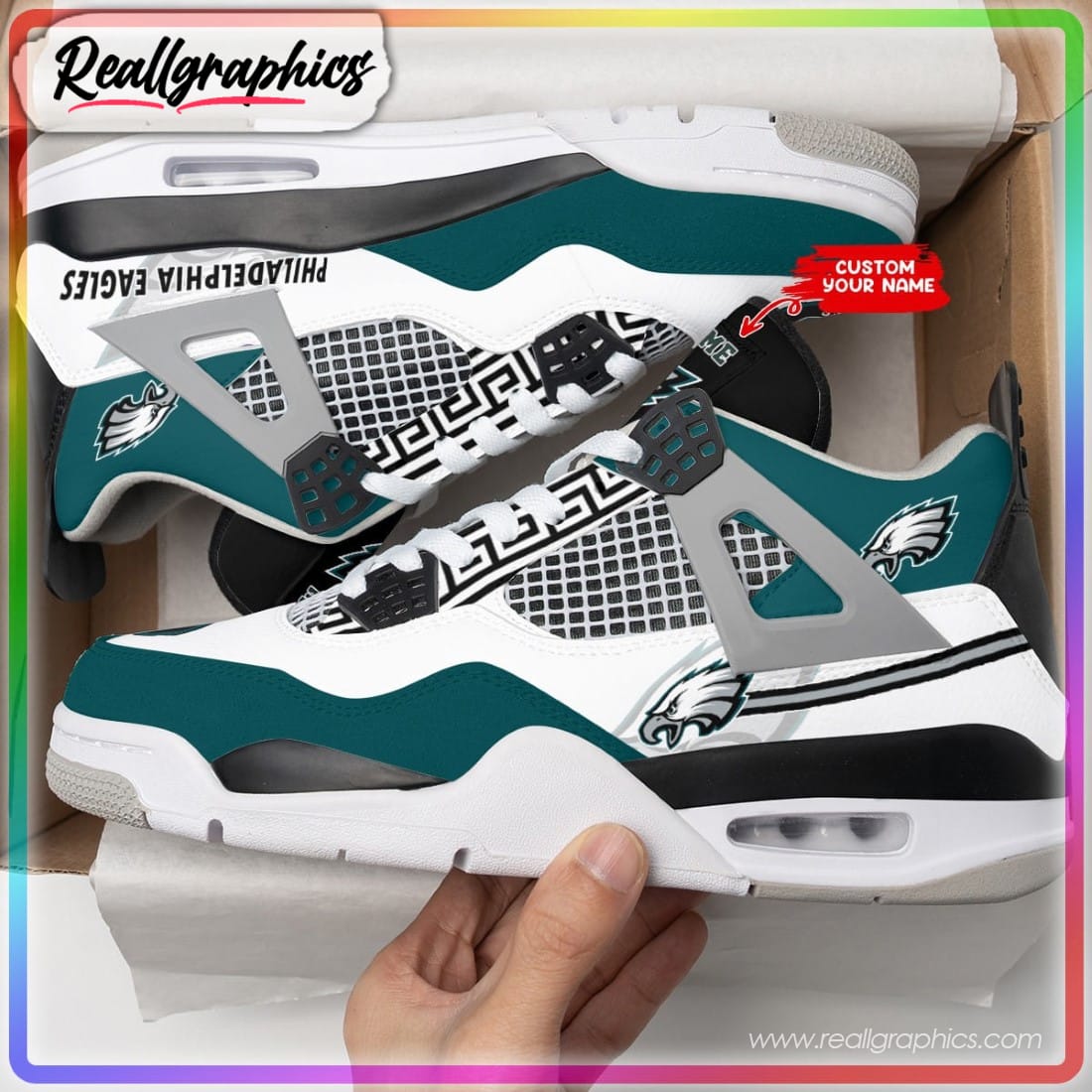 NFL Philadelphia Eagles Logo Custom Air Jordan 4 - Reallgraphics