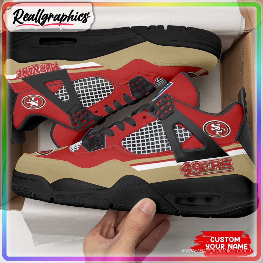 San Francisco 49ers Ink Spalsh Custom Air Jordan 4 - Reallgraphics