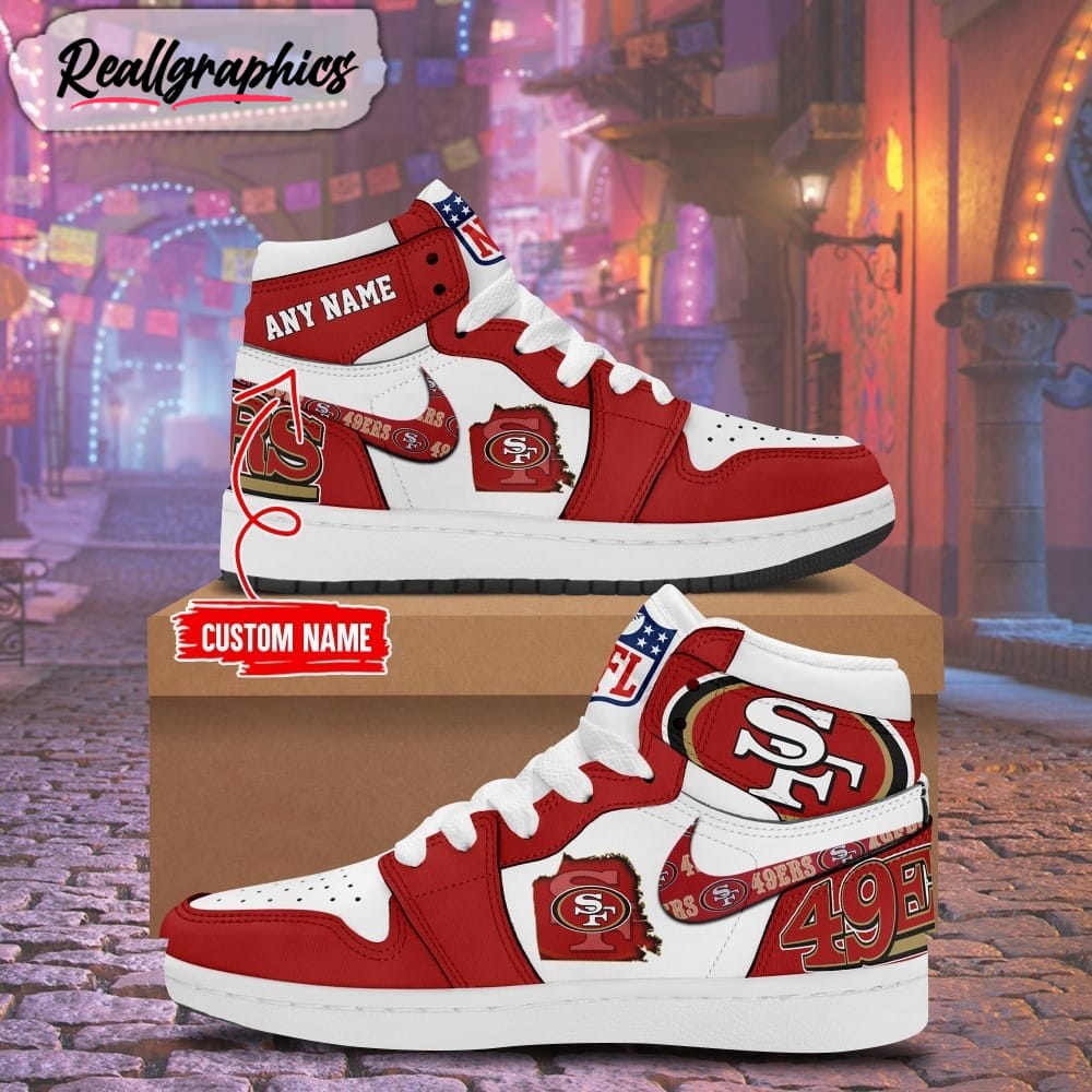 Custom NFL San Francisco 49ers Nike Logo Jordan 1 High, 49ers Custom Shoes  - Reallgraphics