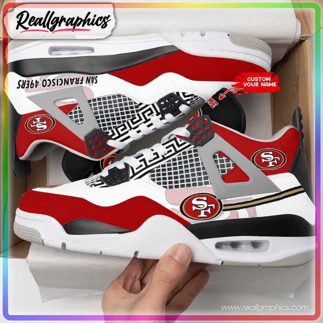 San Francisco 49ers Ink Spalsh Custom Air Jordan 4 - Reallgraphics