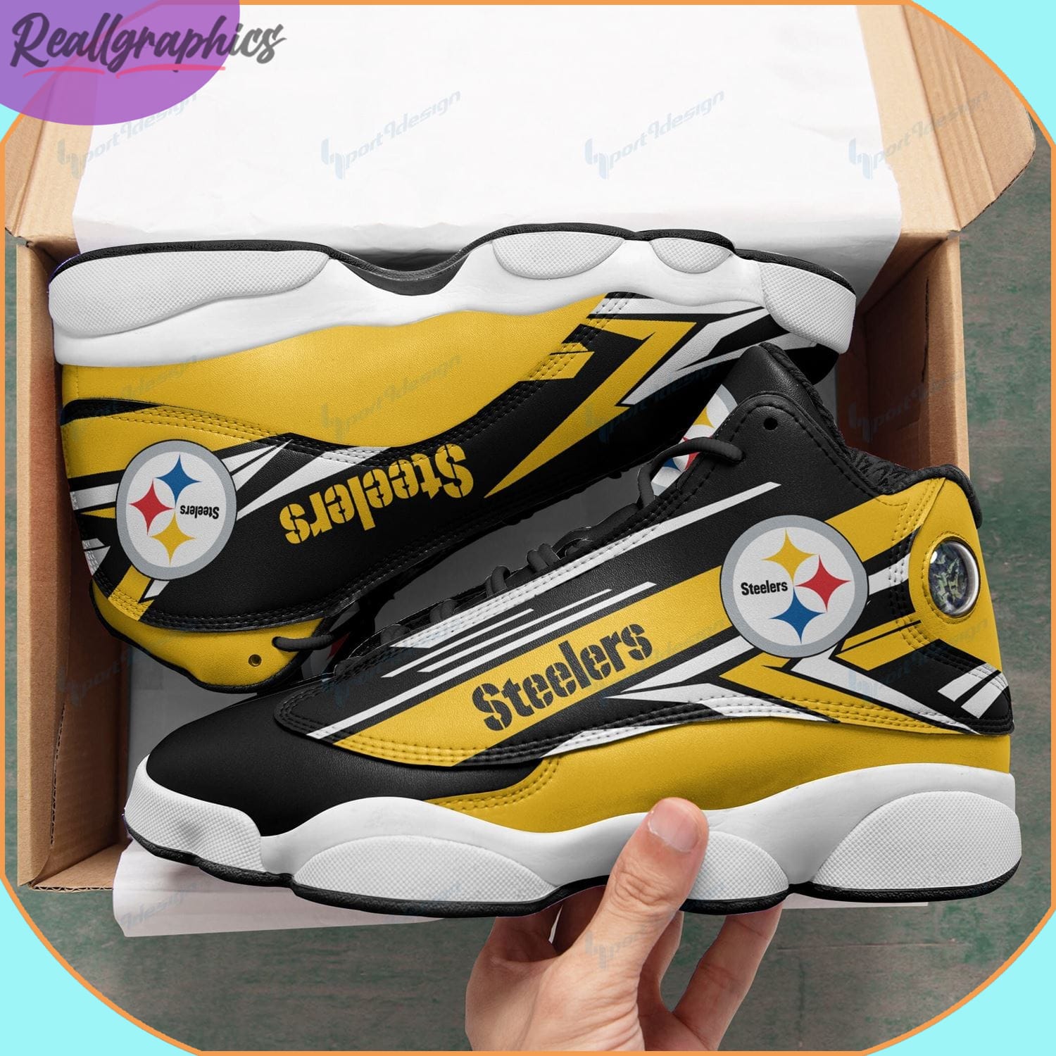 Pittsburgh Steelers Football Team Custom Name Air Jordan 13 Running Shoes  Best Gift For True Fans